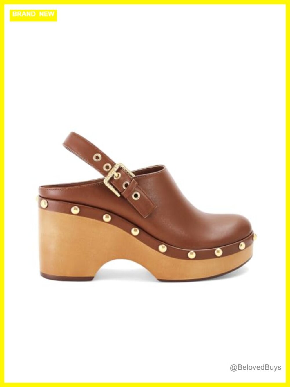Faux Leather Studded Platform Clogs Closed Toe Slingback Mules Wedge Heel